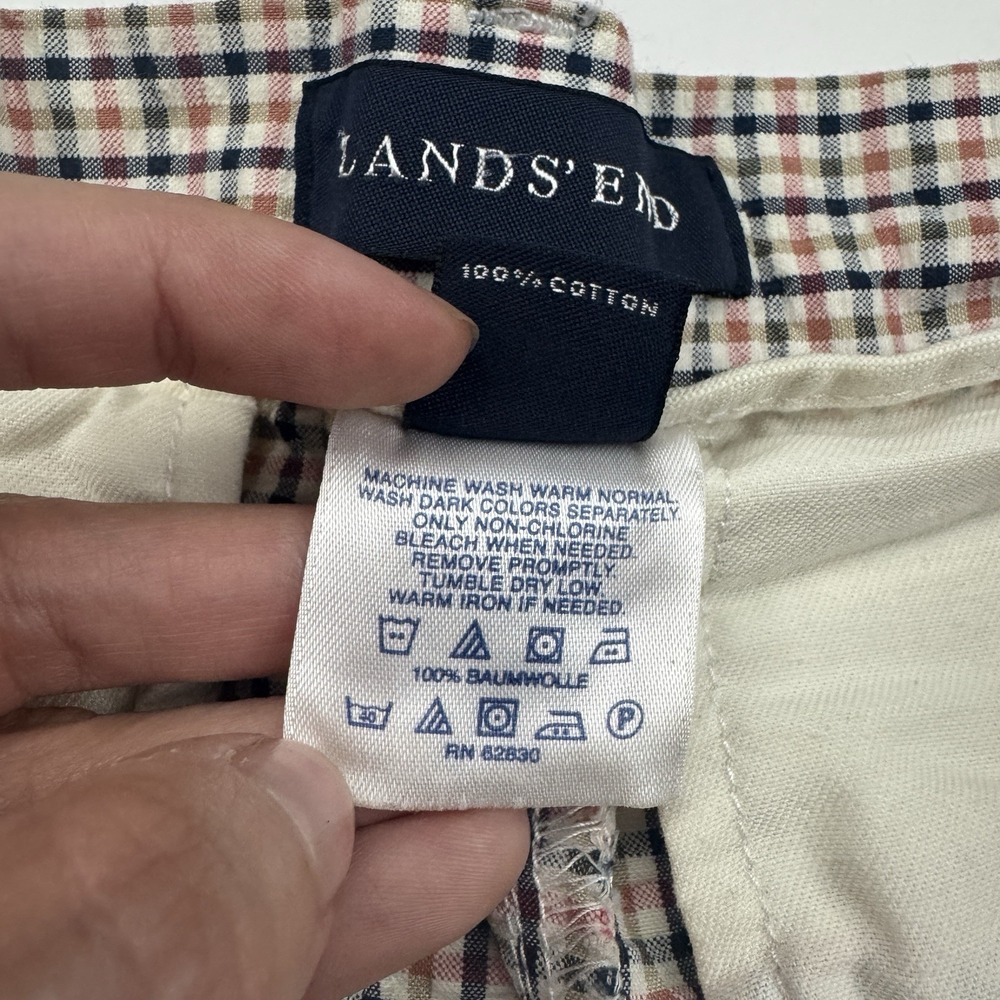 Lands End Multicolor Plaid Bermuda Chino Shorts Seersucker Sz 36 100% Cotton - Picture 8 of 12